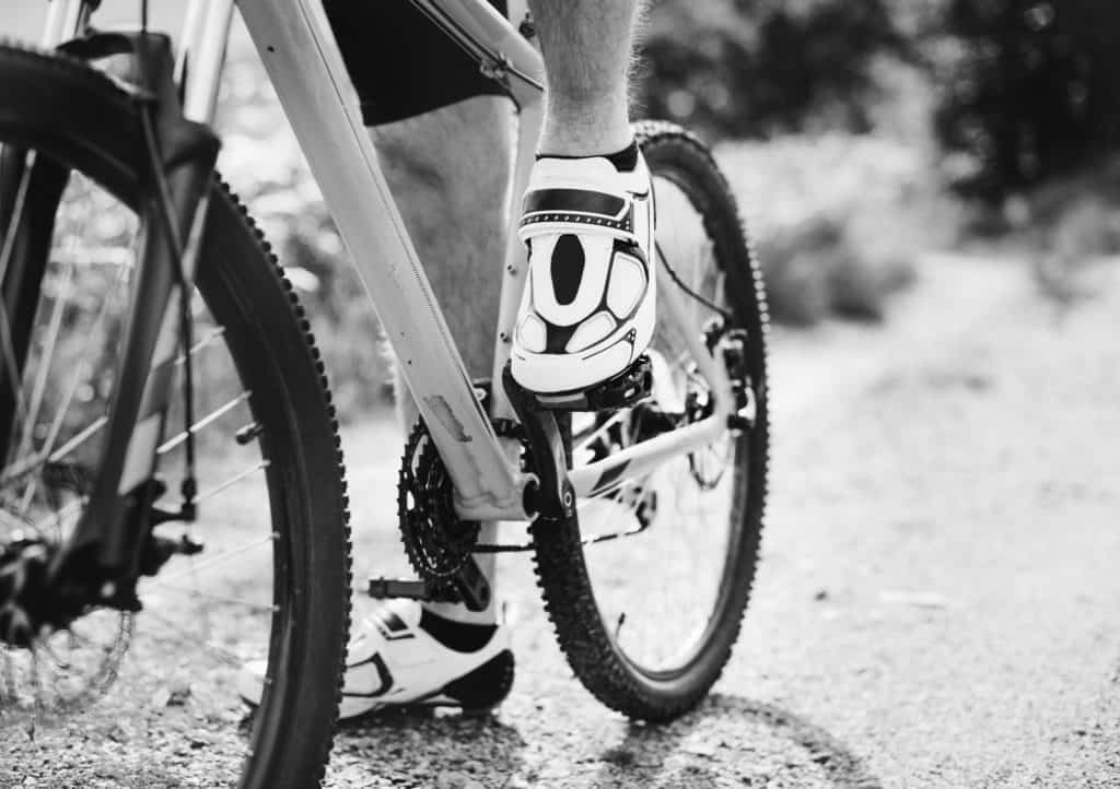 Mountain Biker with mountain bike shoe