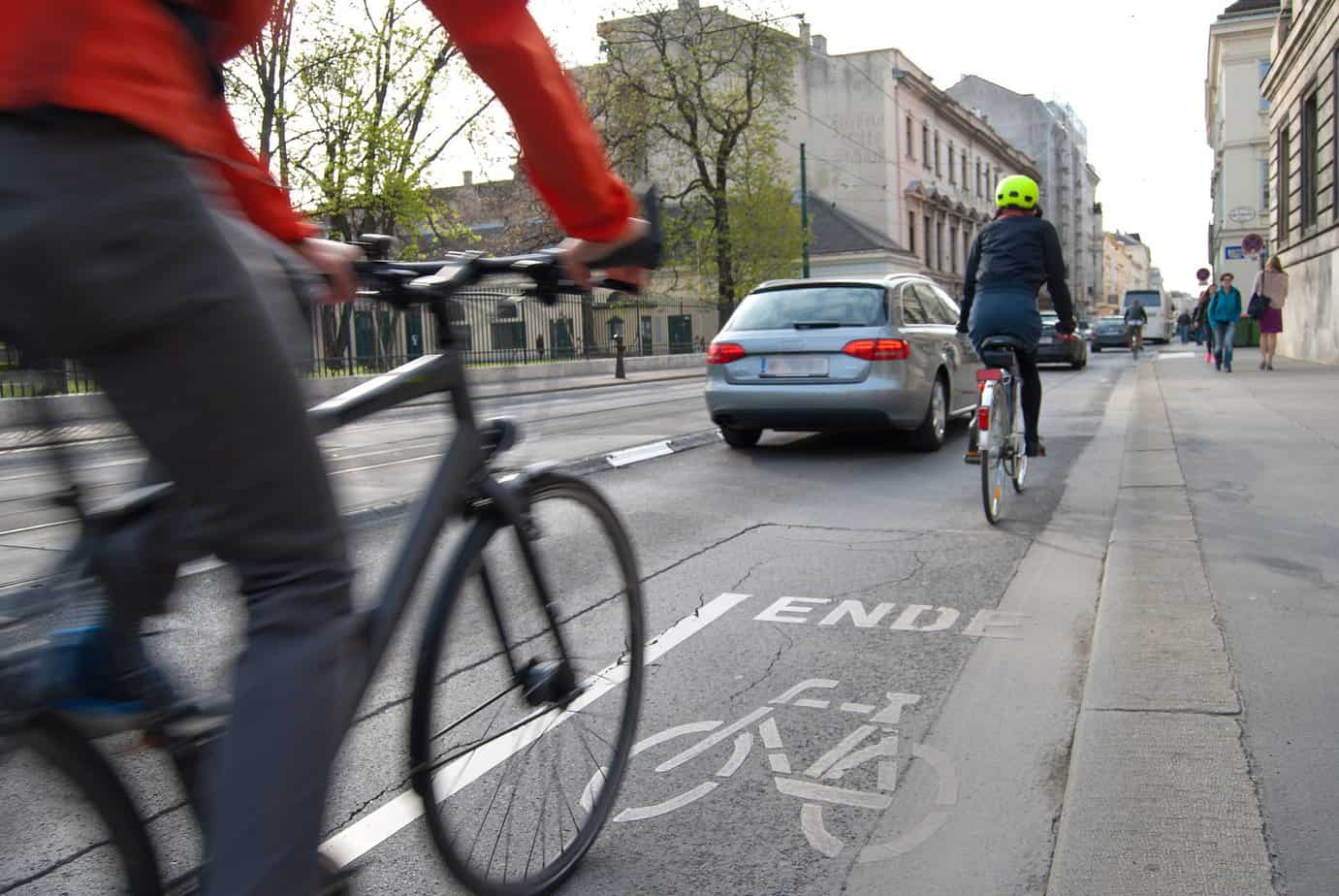 cyclists sharing the road with cars