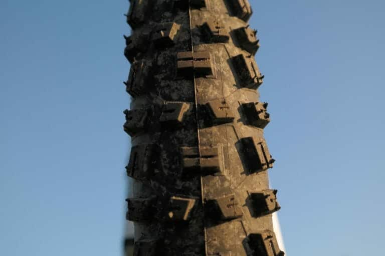 close up of mountain bike tire