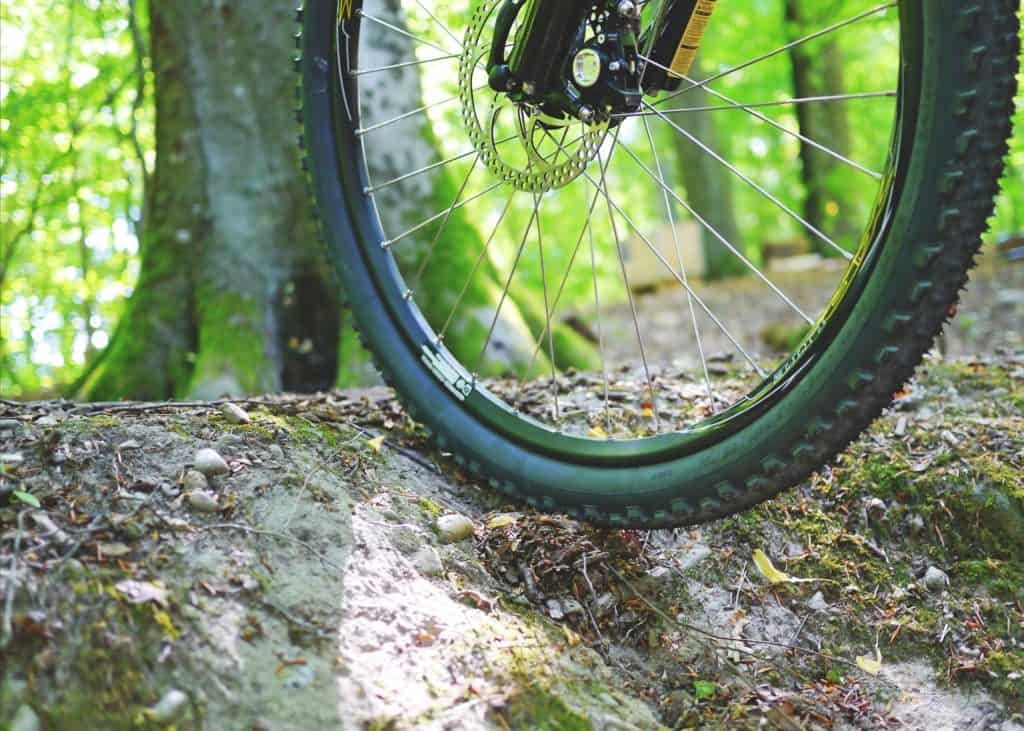 Closeup of tubeless bike tire