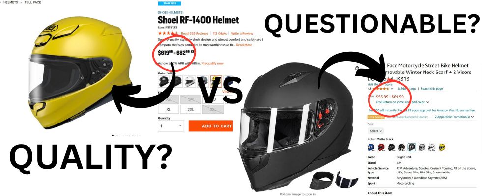 cheap vs quality motorcycle helmet