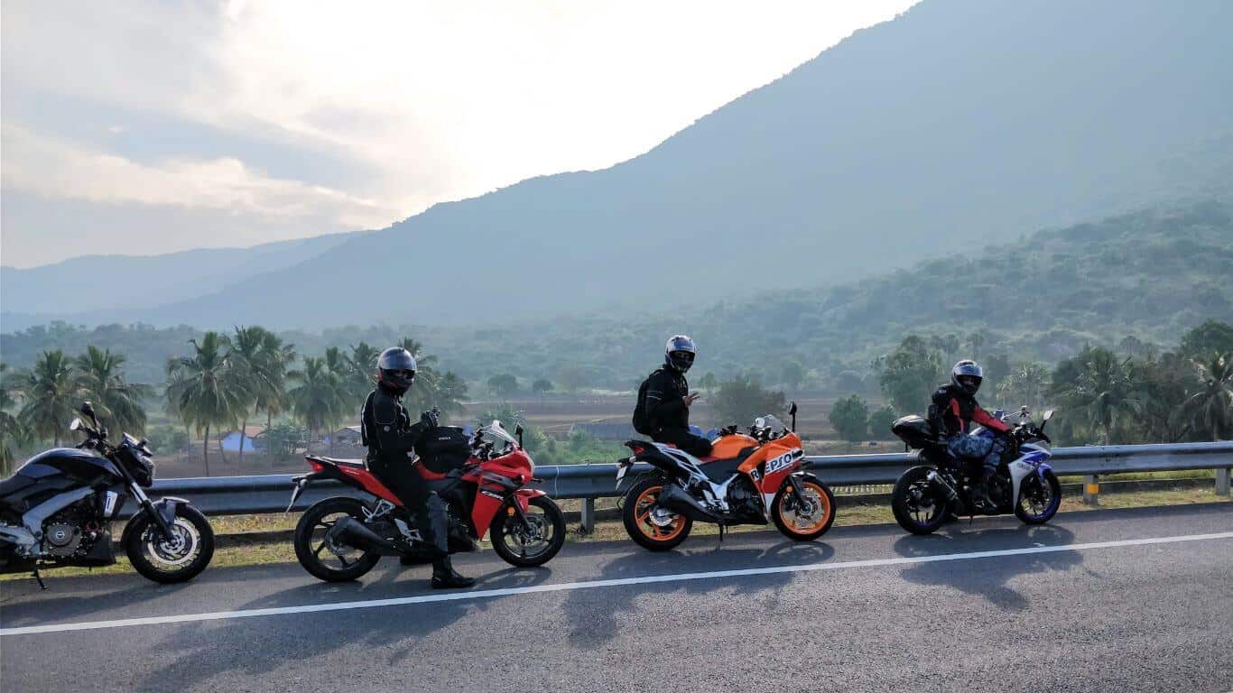 motorcycles on side of road