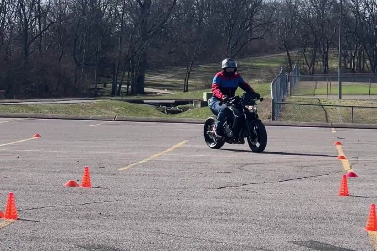 rider riding a motorcycle on a course