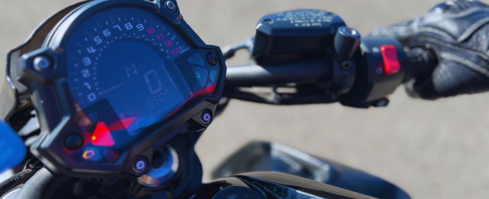 close up of right motorcycle controls